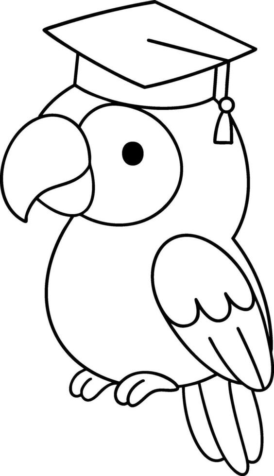 Graduation cap on parrot symbolizes achievement and celebration vector
