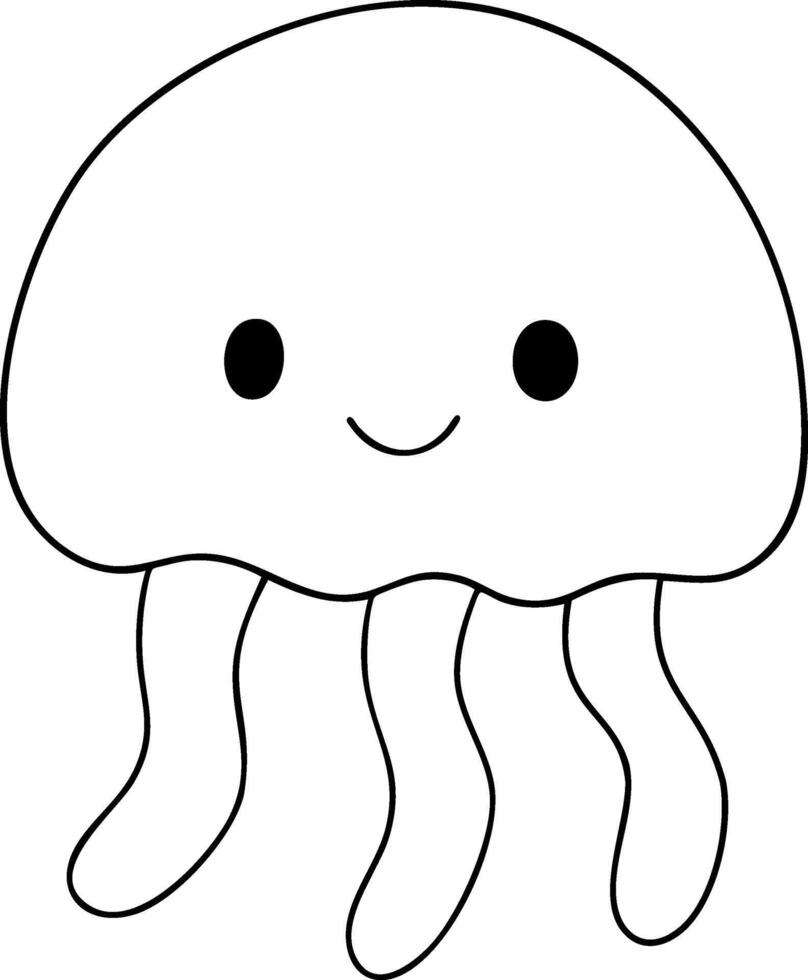 Cute jellyfish illustration with smiling face and flowing tentacles, perfect for children vector