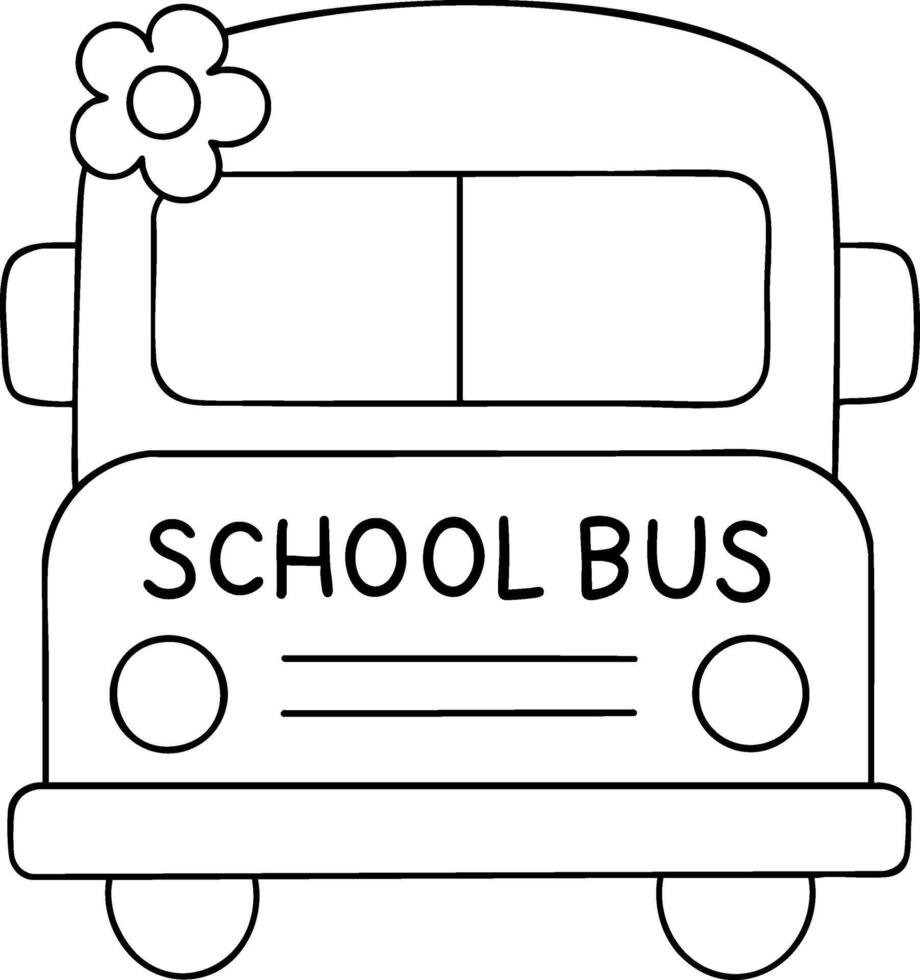 cheerful school bus illustration with flower decoration, perfect for educational themes vector