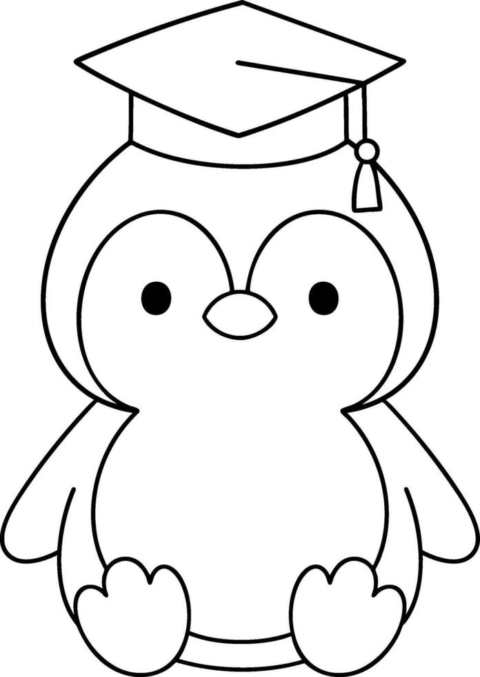 Cute penguin wearing graduation cap, symbolizing achievement and celebration vector