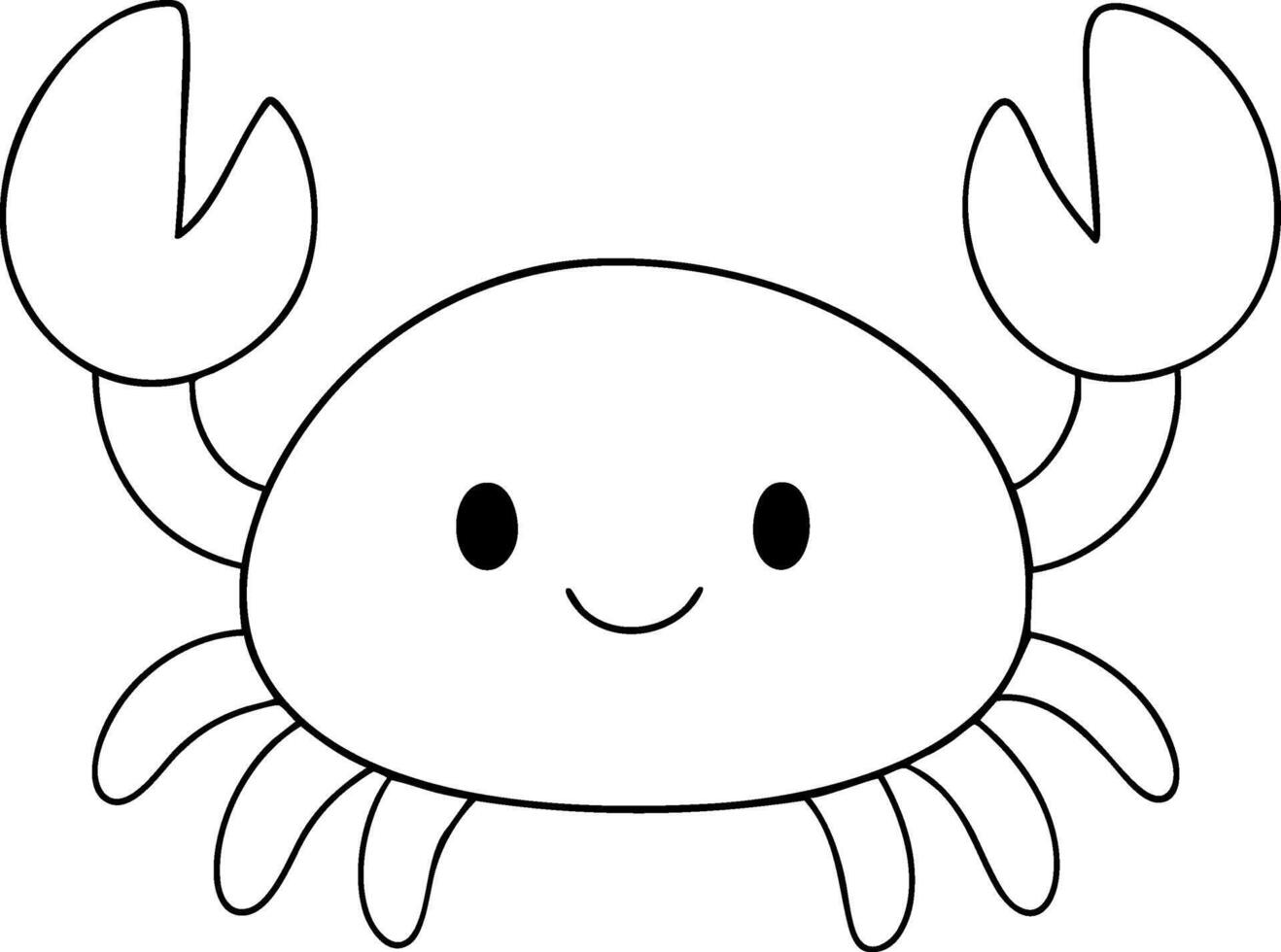 Cute crab illustration with friendly expression and prominent claws vector