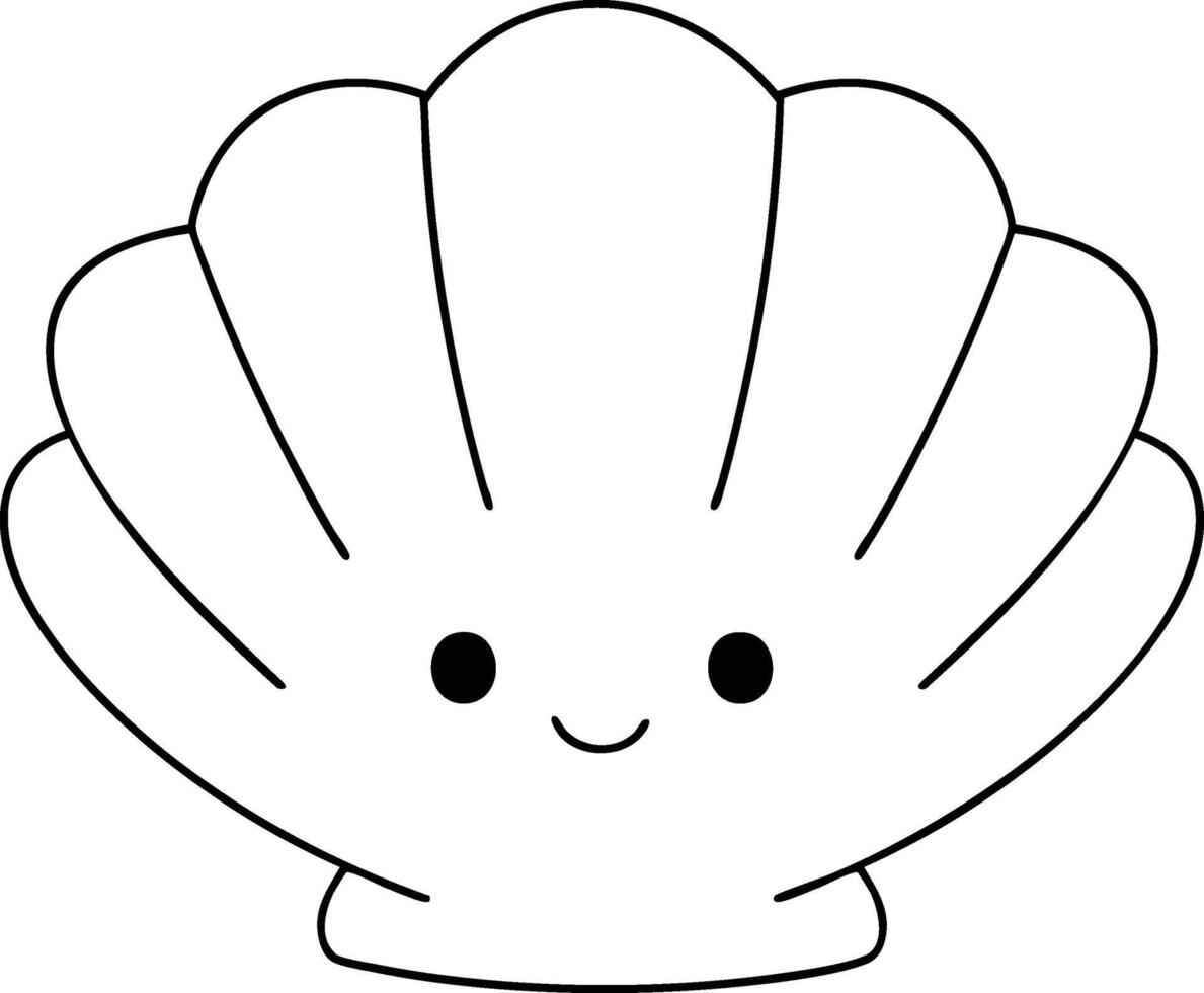Cute shell character with smiling face, representing sea life and ocean themes vector