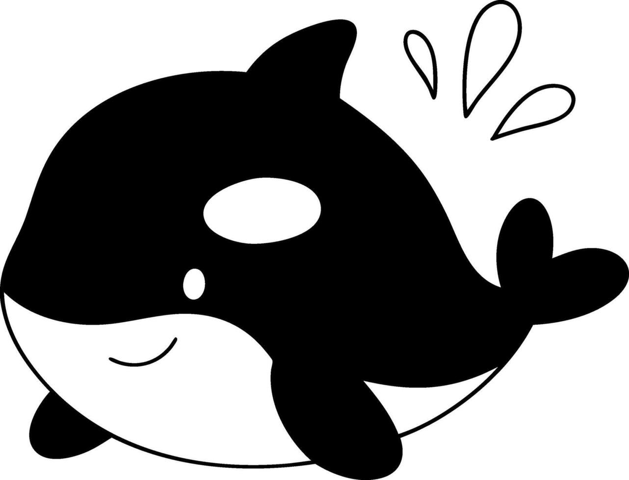 Cute cartoon whale swimming happily in ocean, showcasing its playful nature vector