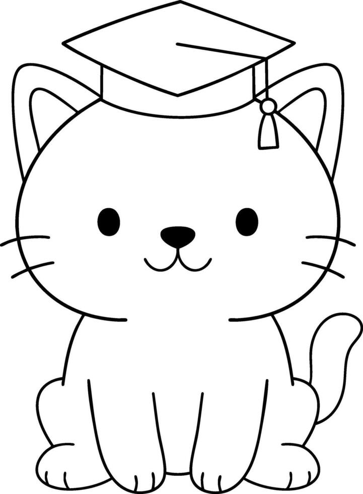 Cute Cat animal wearing graduation cap, symbolizing achievement and celebration vector