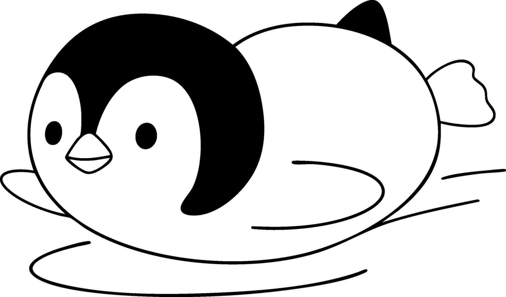 Cute cartoon penguin swimming in water, showcasing playful and joyful expression vector