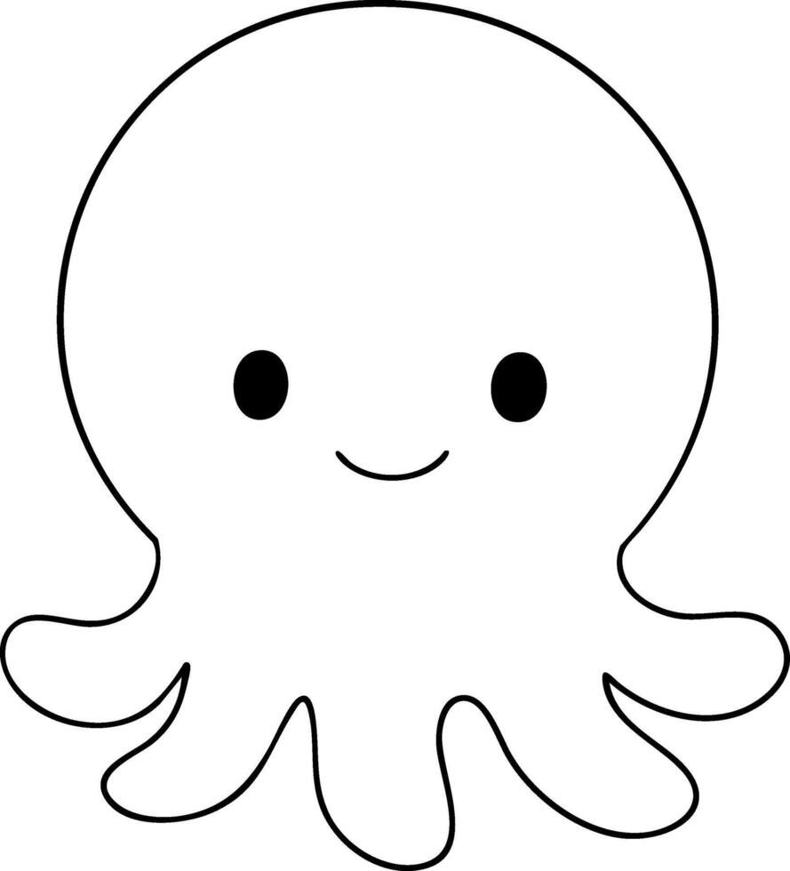 Cute octopus illustration with friendly expression and simple design vector