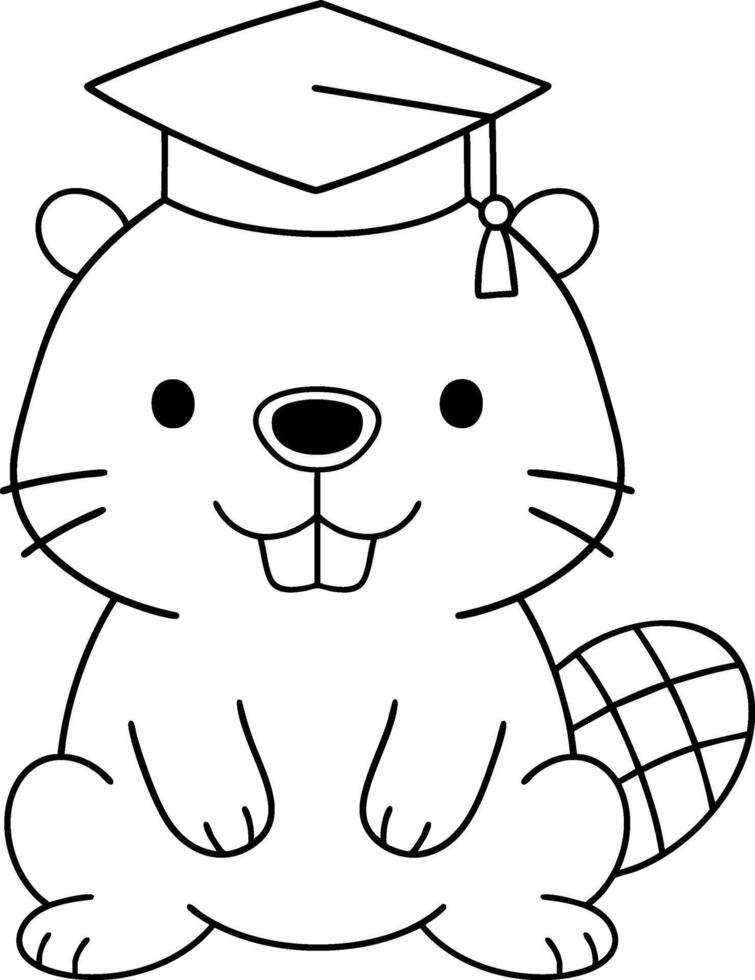 Cute animal wearing graduation cap, symbolizing achievement and education vector