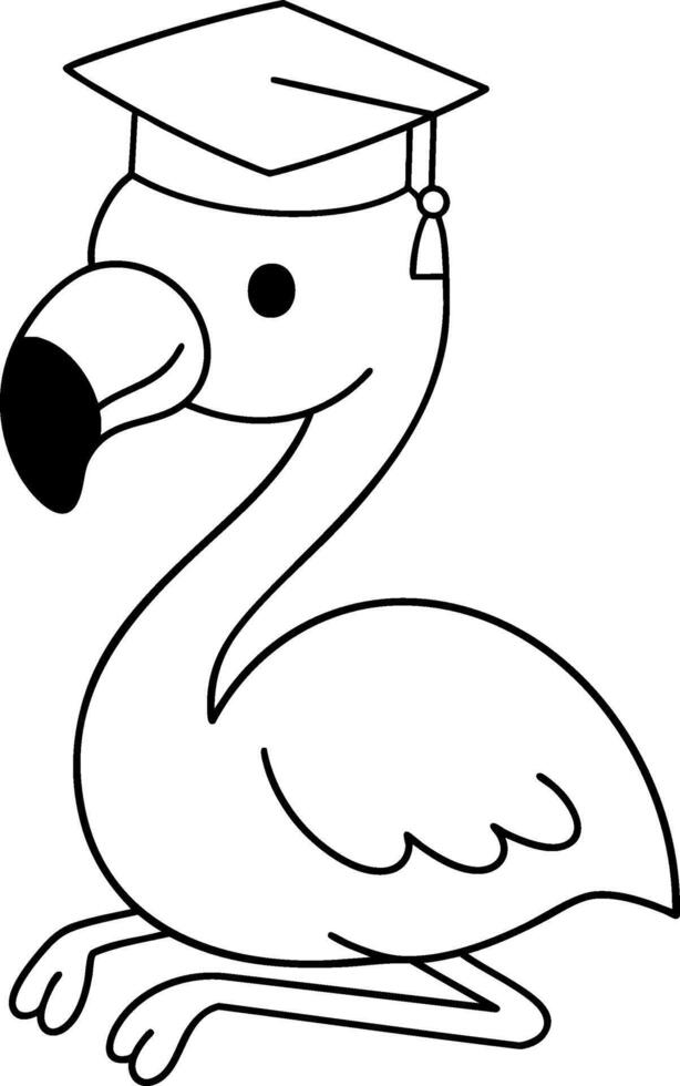 Flamingo wearing graduation cap, symbolizing achievement and celebration vector