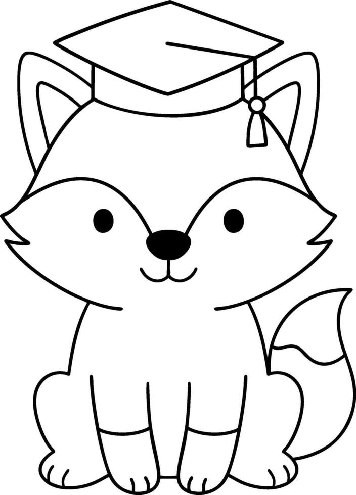 Cute fox animal wearing graduation cap, symbolizing achievement and celebration vector