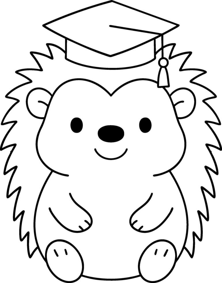 Cute hedgehog wearing graduation cap, symbolizing achievement and celebration vector
