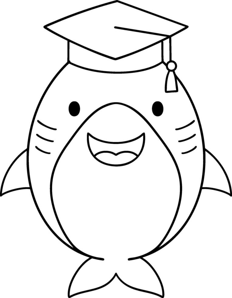 Cute fish wearing graduation cap, symbolizing achievement and celebration vector