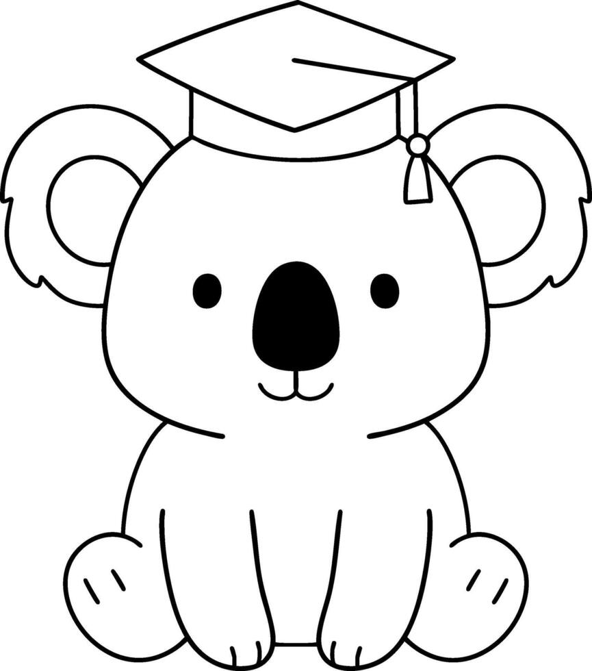 Cute koala wearing graduation cap, symbolizing achievement and celebration vector
