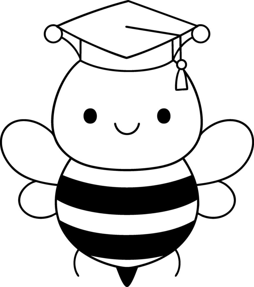 Cute bee wearing graduation cap, symbolizing achievement and celebration vector