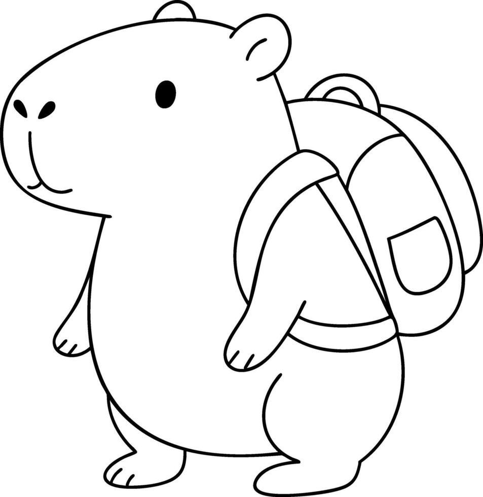 cute capybara character with backpack, ready for school adventures vector