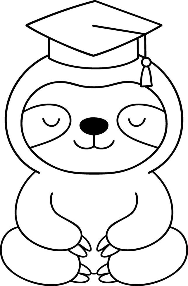 Cute sloth wearing graduation cap, symbolizing achievement and celebration vector
