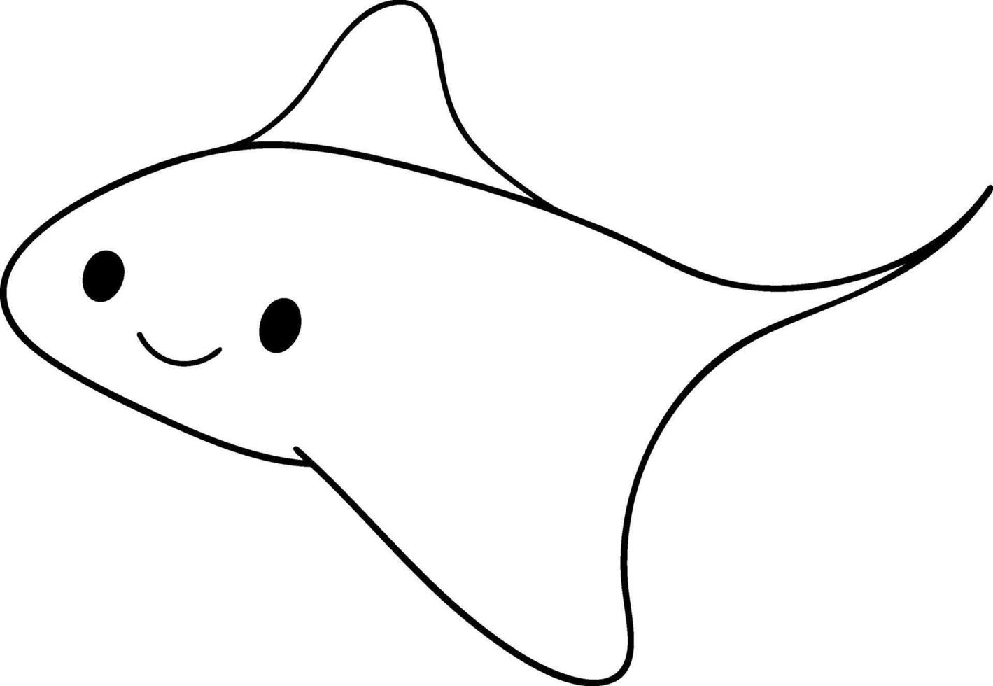 Cute cartoon stingray swimming happily in ocean vector