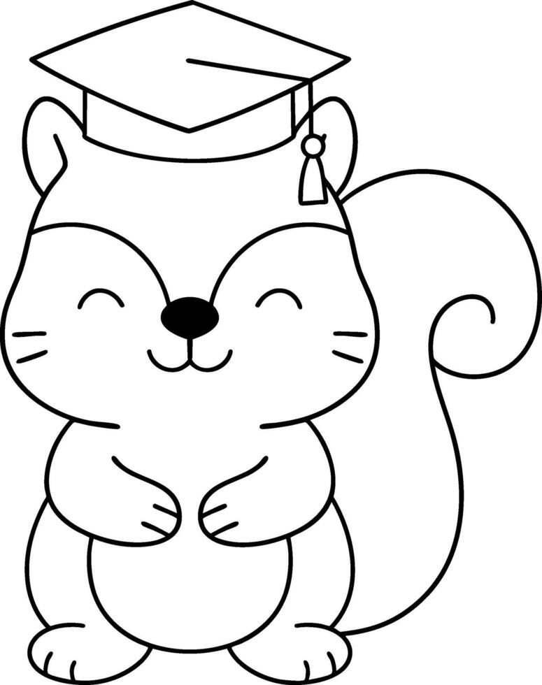 Cute animal squirrel wearing graduation cap, symbolizing achievement and celebration vector