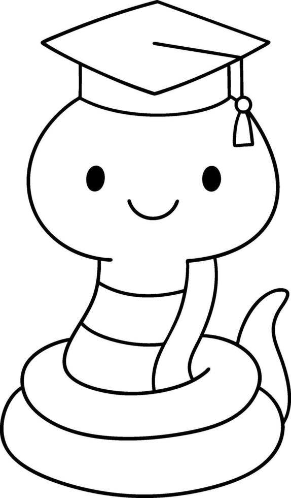 Cute snake wearing graduation cap, symbolizing achievement and celebration vector