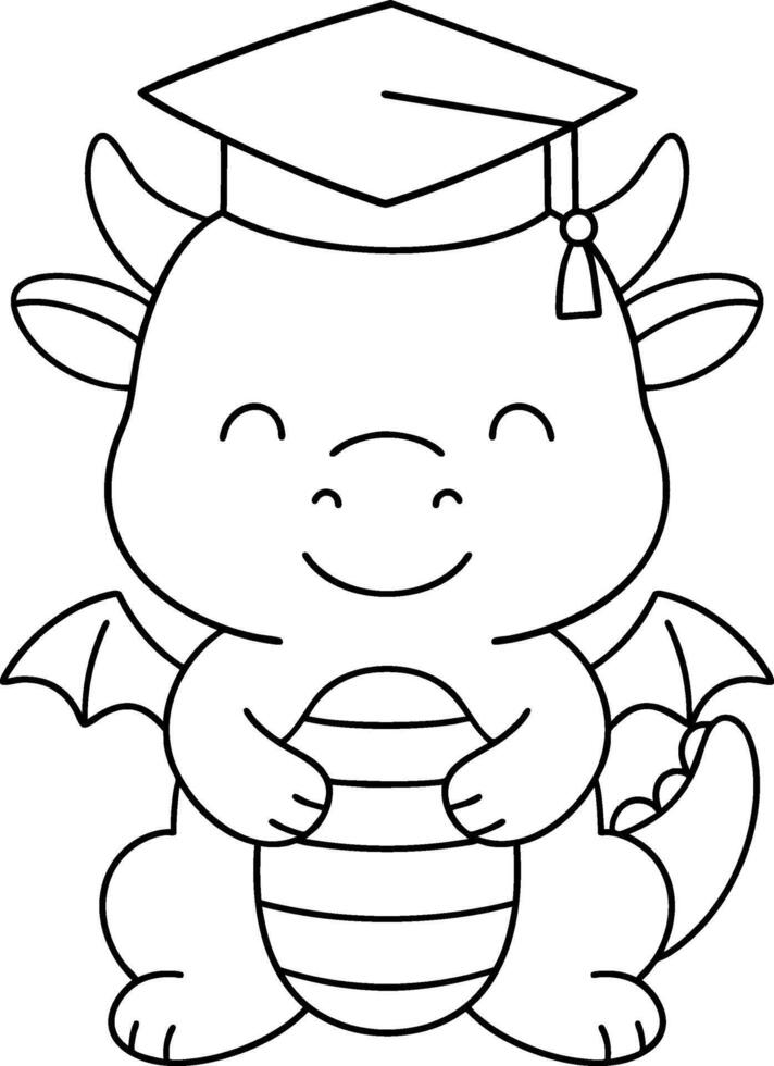 Cute dragon wearing graduation cap, symbolizing achievement and celebration vector