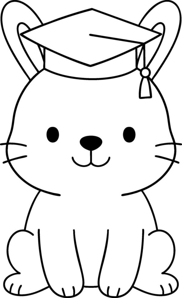 Cute animal bunny wearing graduation cap, symbolizing achievement and celebration vector