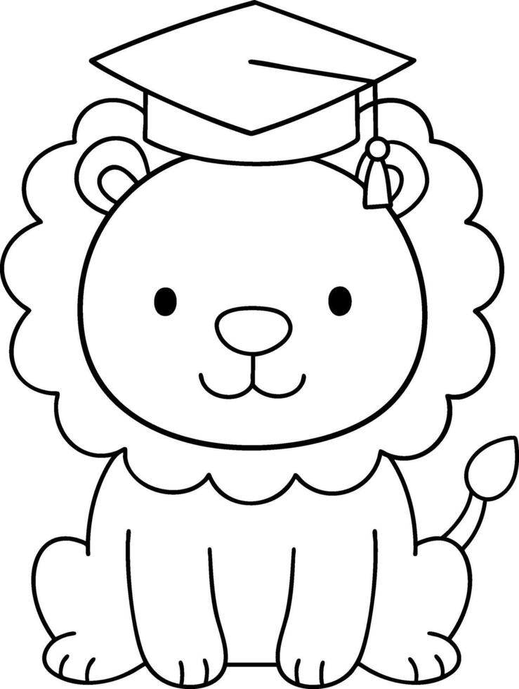 Cute lion wearing graduation cap symbolizes achievement and celebration vector