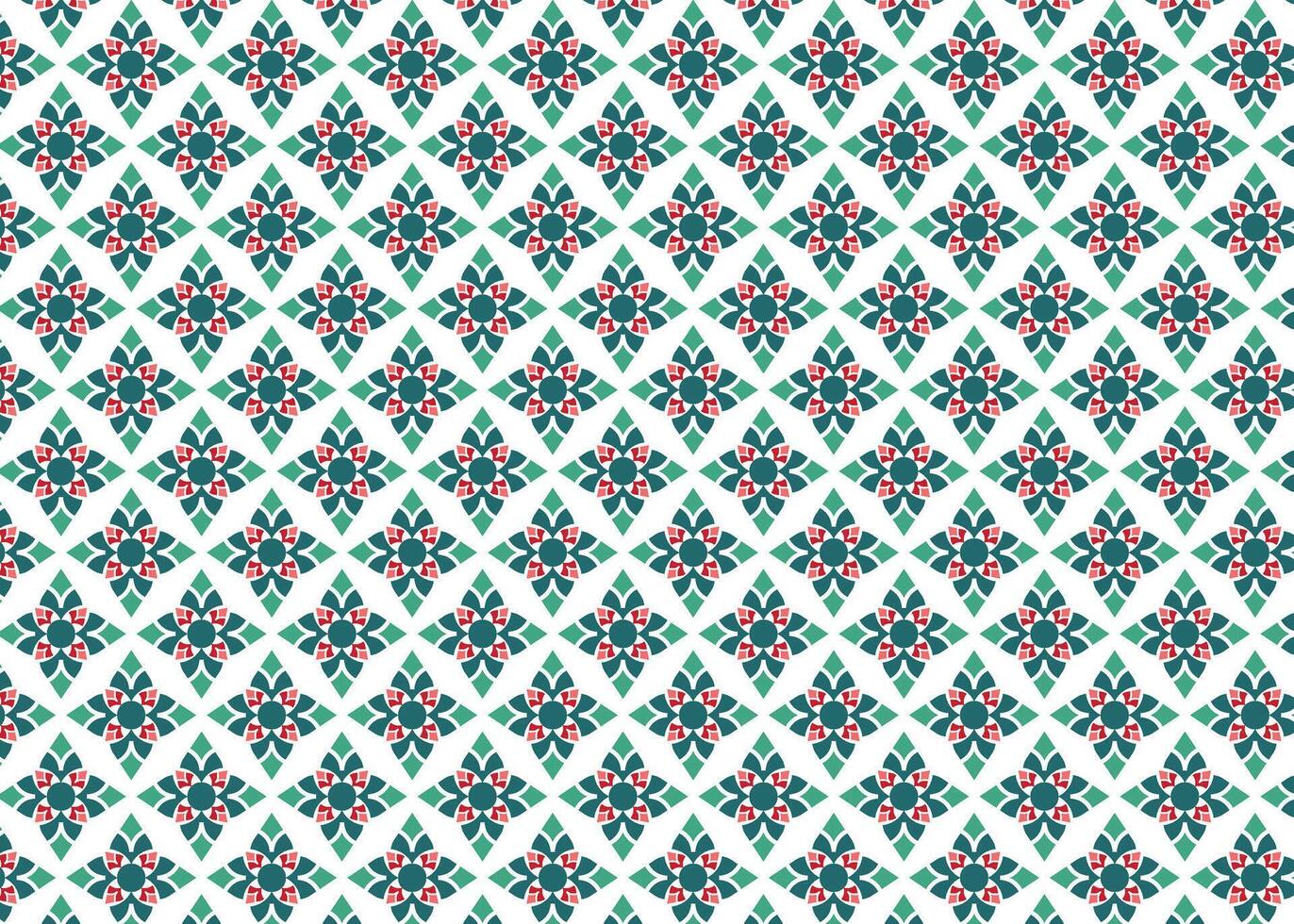 Seamless pattern featuring geometric floral shapes and symmetry vector