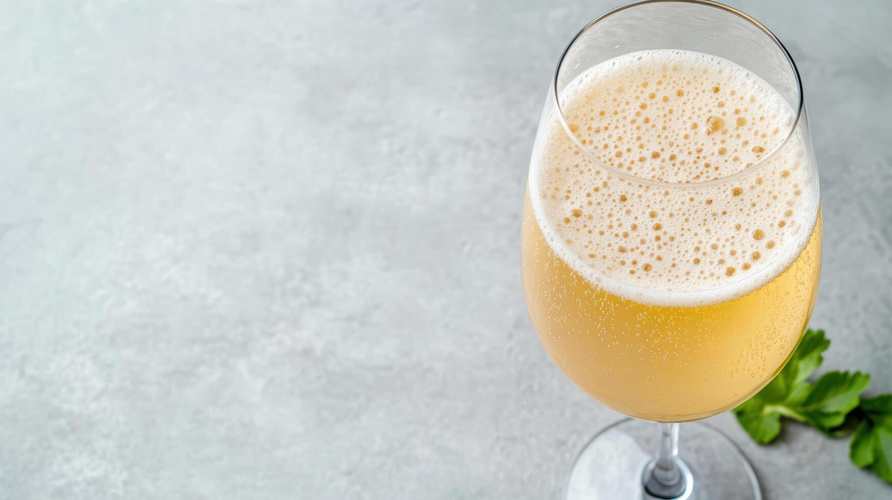 A glass of champagne with a slice of lemon photo