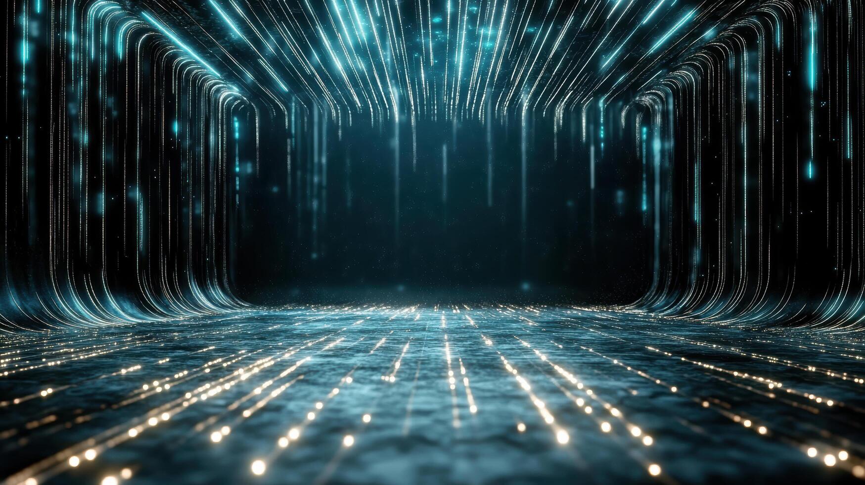 Abstract futuristic tunnel with glowing lights and lines photo