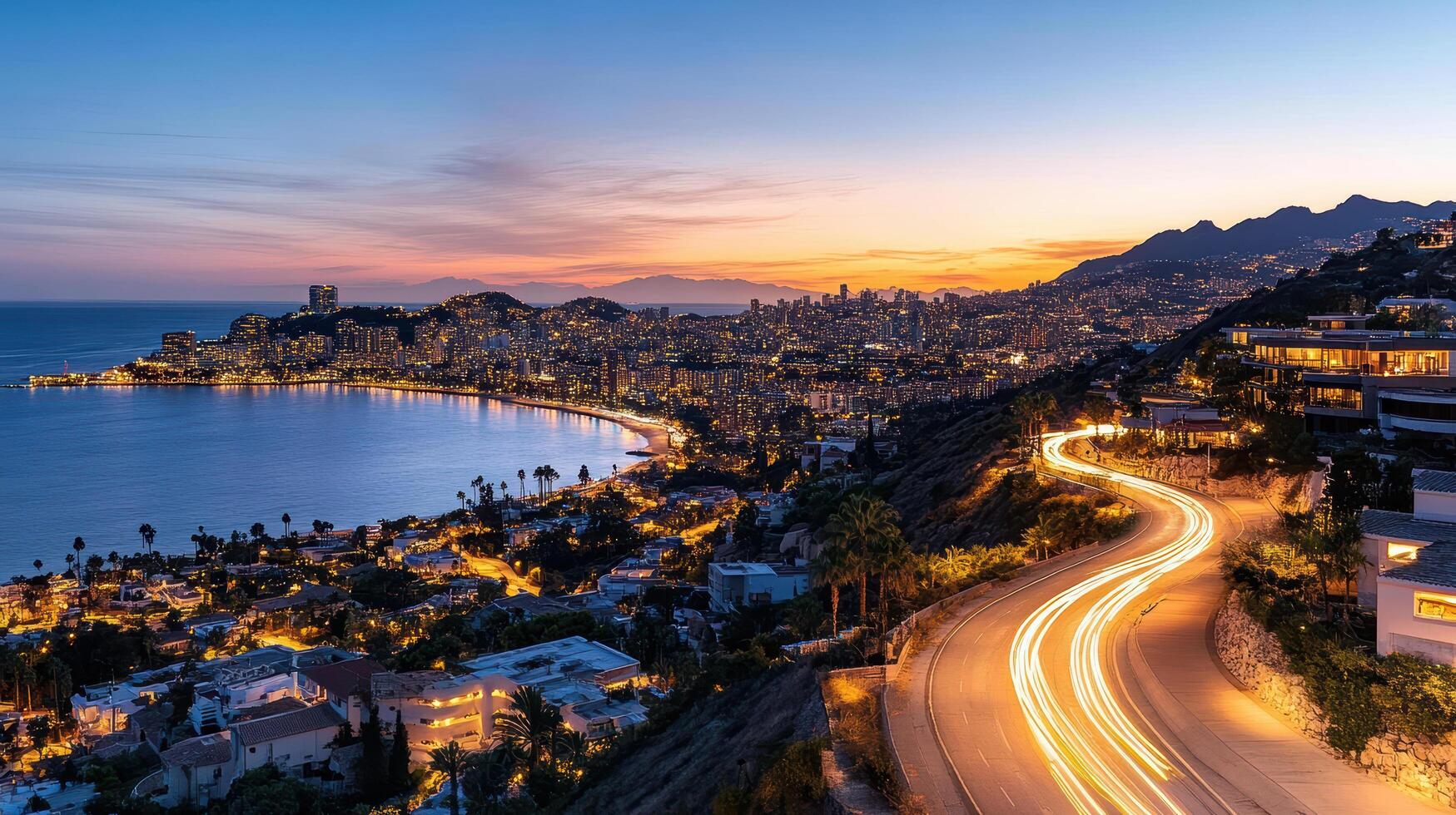 The city of monaco at sunset photo