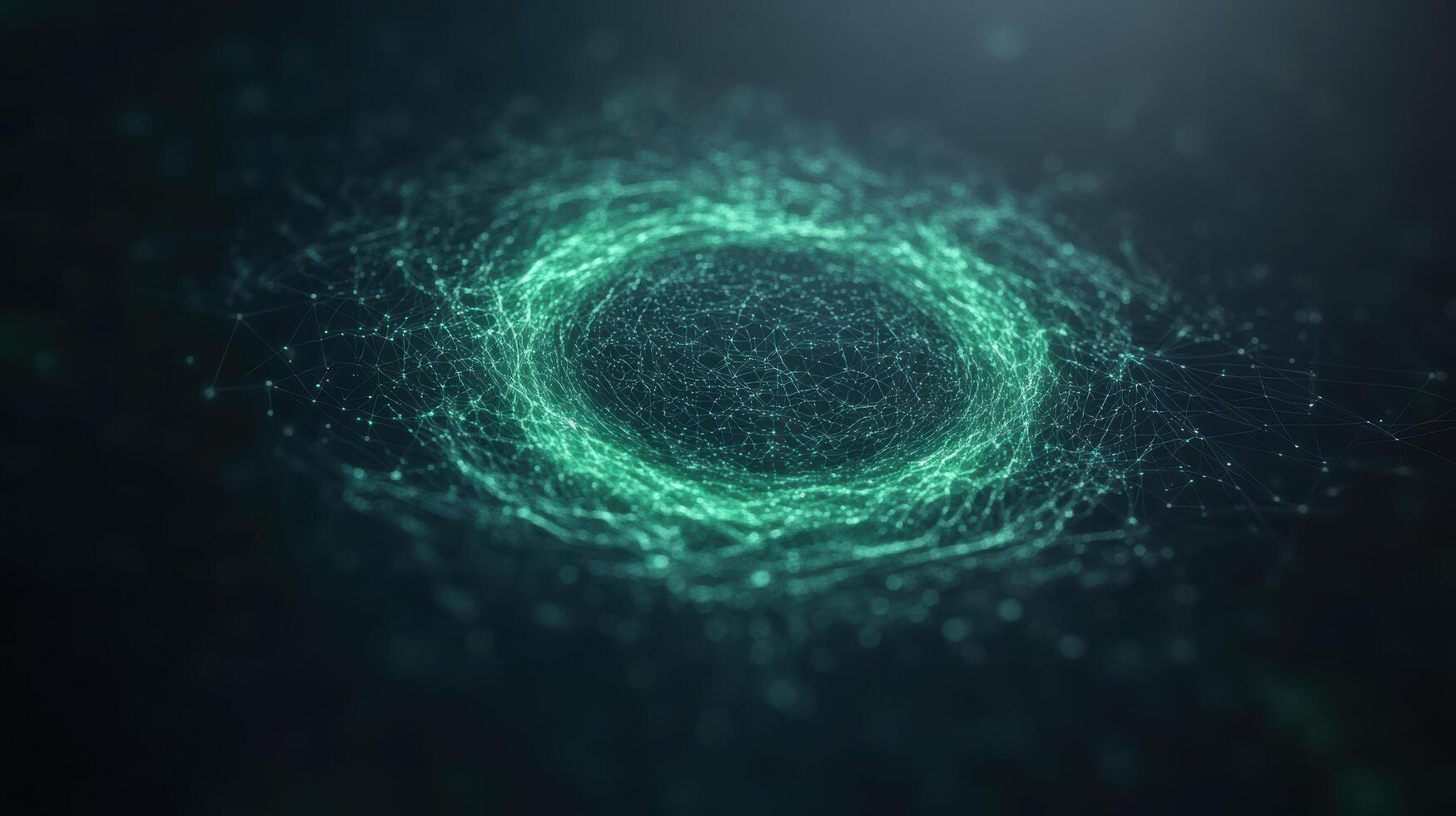 Abstract background of green network lines and circles photo