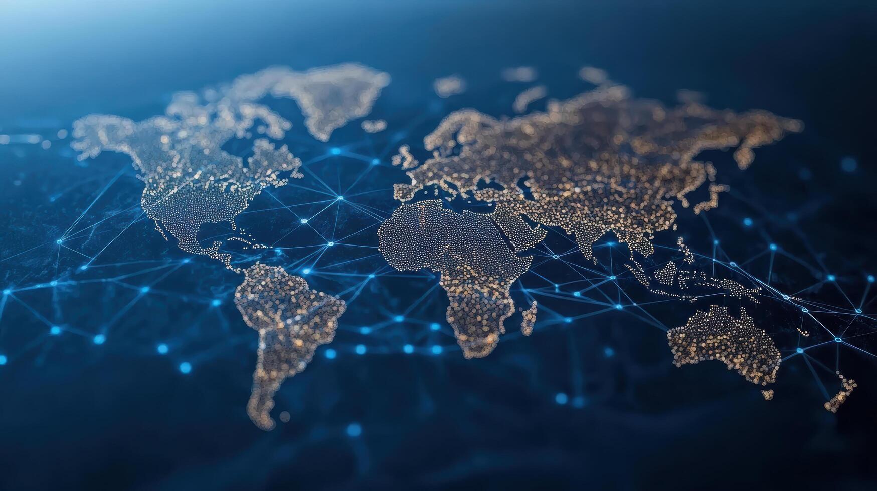 The world map is connected to the network photo