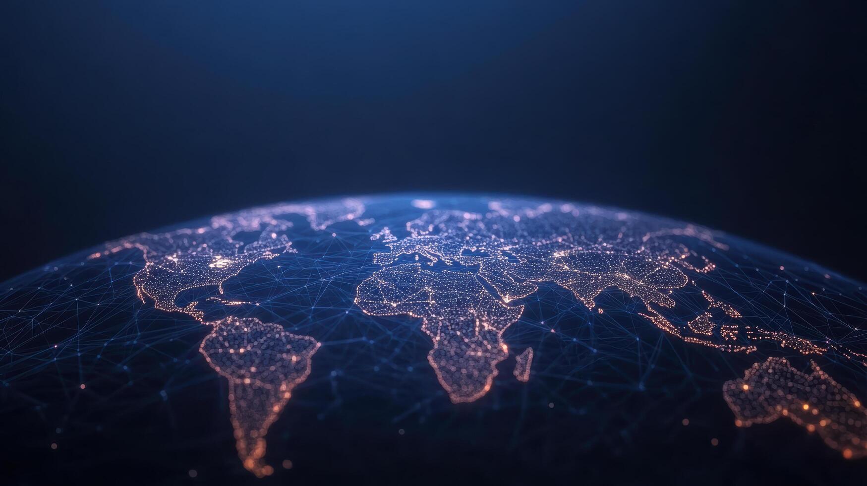 World map with network lines and dots 3d render photo