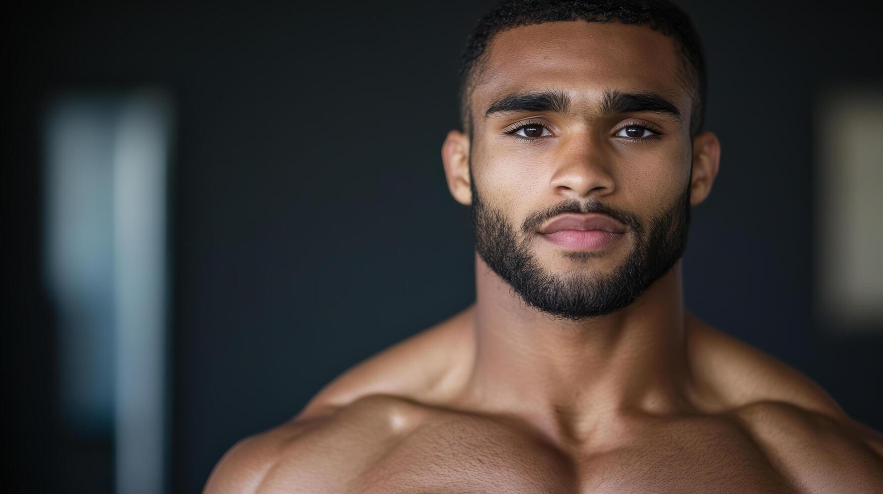 A man with a muscular body looking at the camera photo