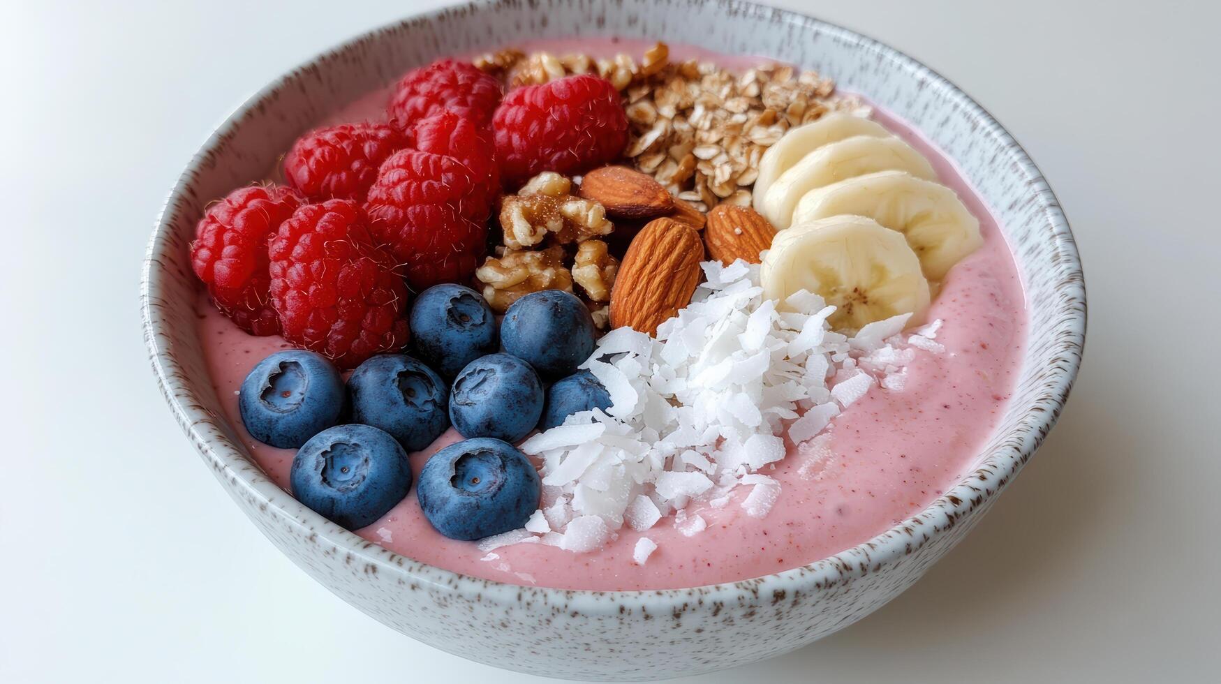 A bowl of fruit and nuts with berries and nuts photo