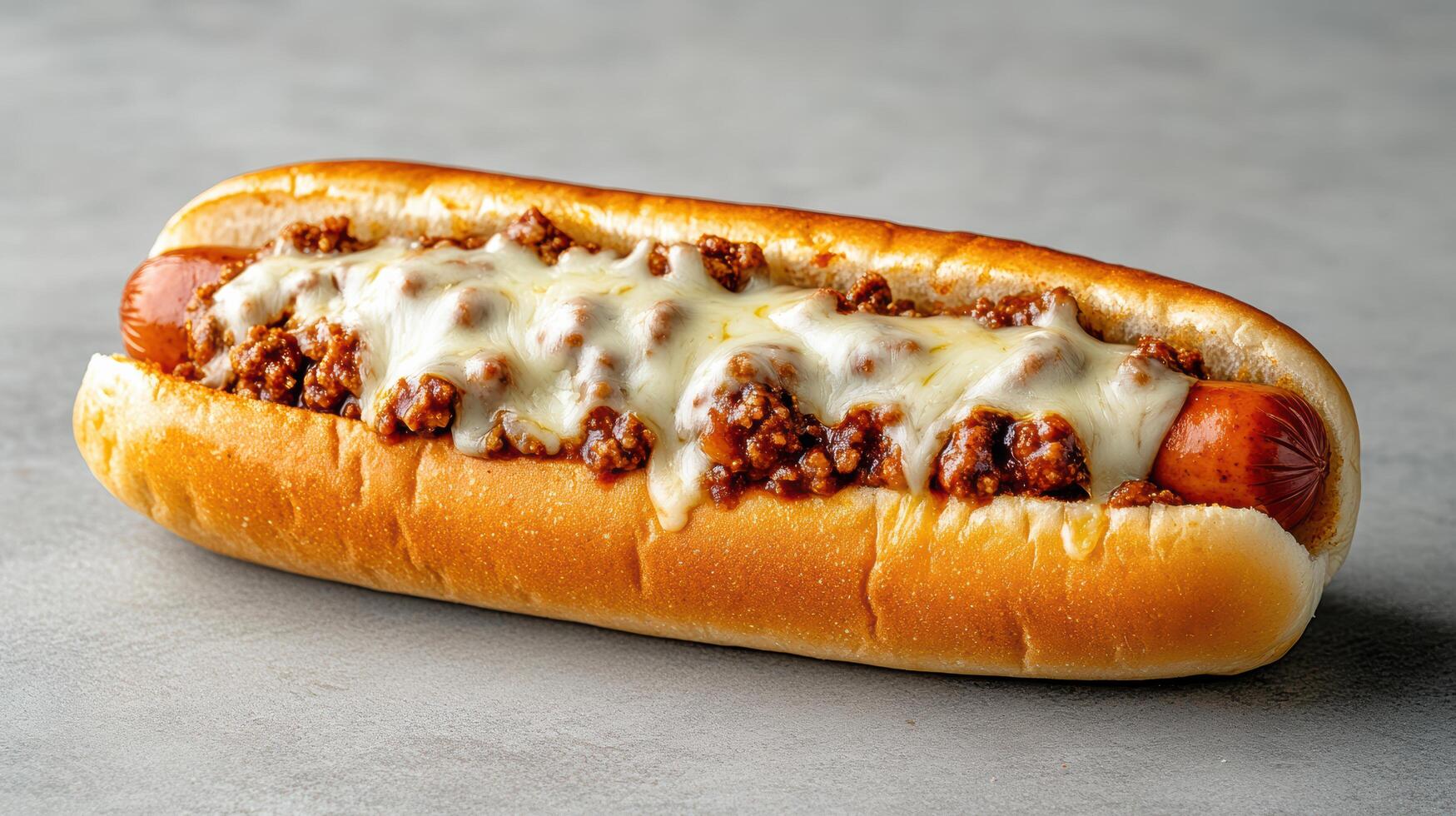 A hot dog with cheese and chili photo