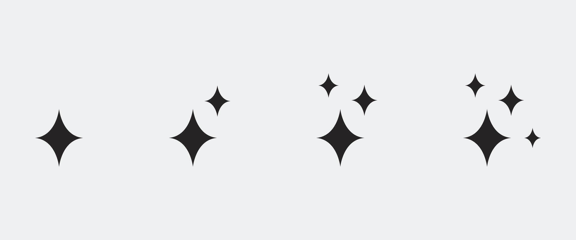 Black stars icons sparkle and twinkle. Star burst, flash stars. illustration vector
