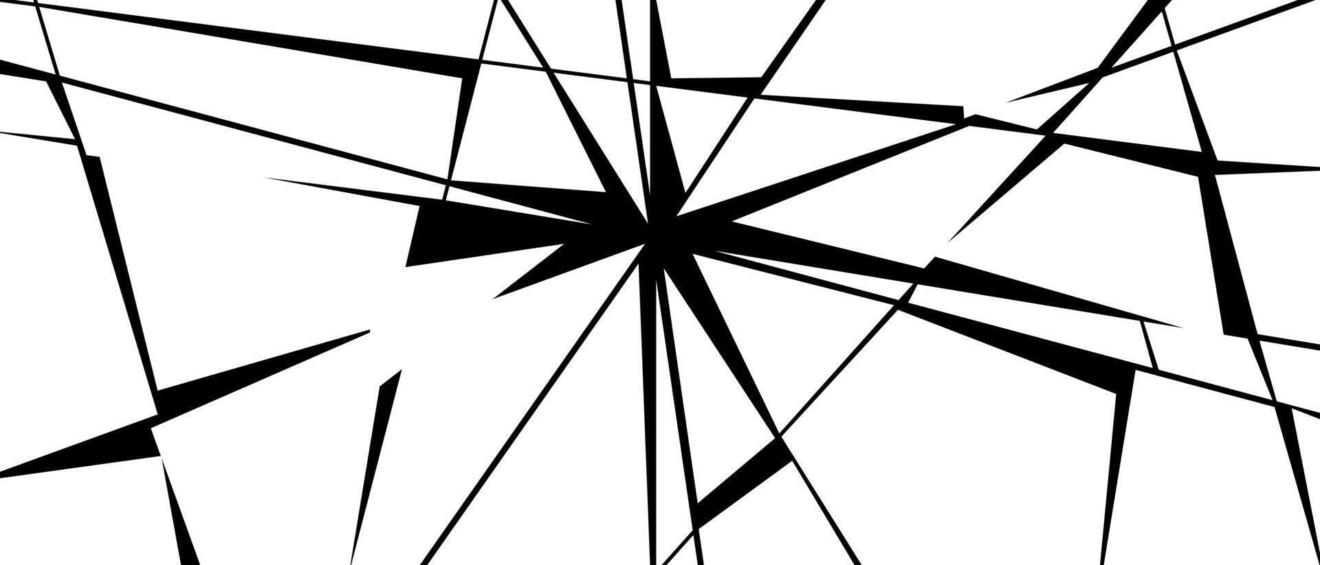 Broken glass bg radial cracks shards silhouette, Rectangle screen decay grunge texture, illustration vector