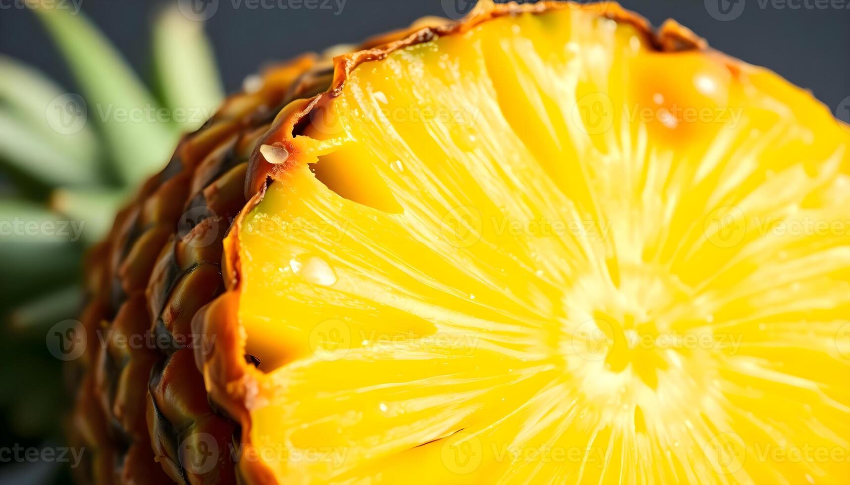 a close up of a pineapple with water droplets on it photo