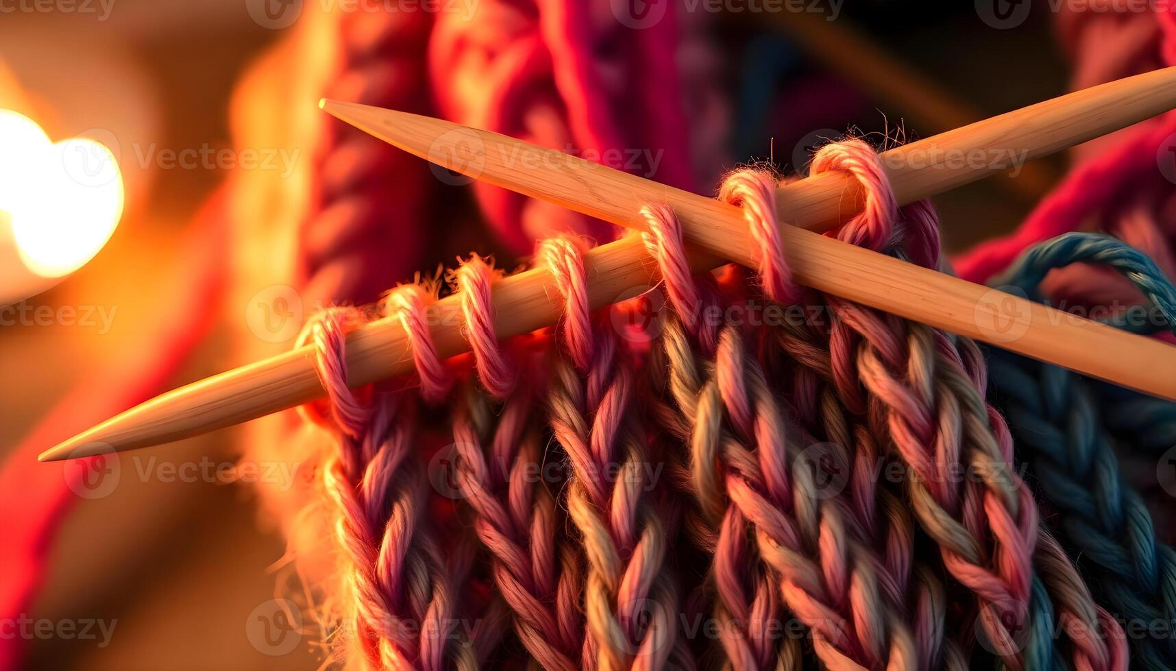 a close up of a pair of knitting needles photo