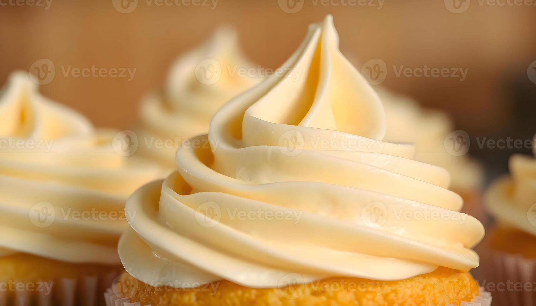 a close up of a cupcake with white frosting photo