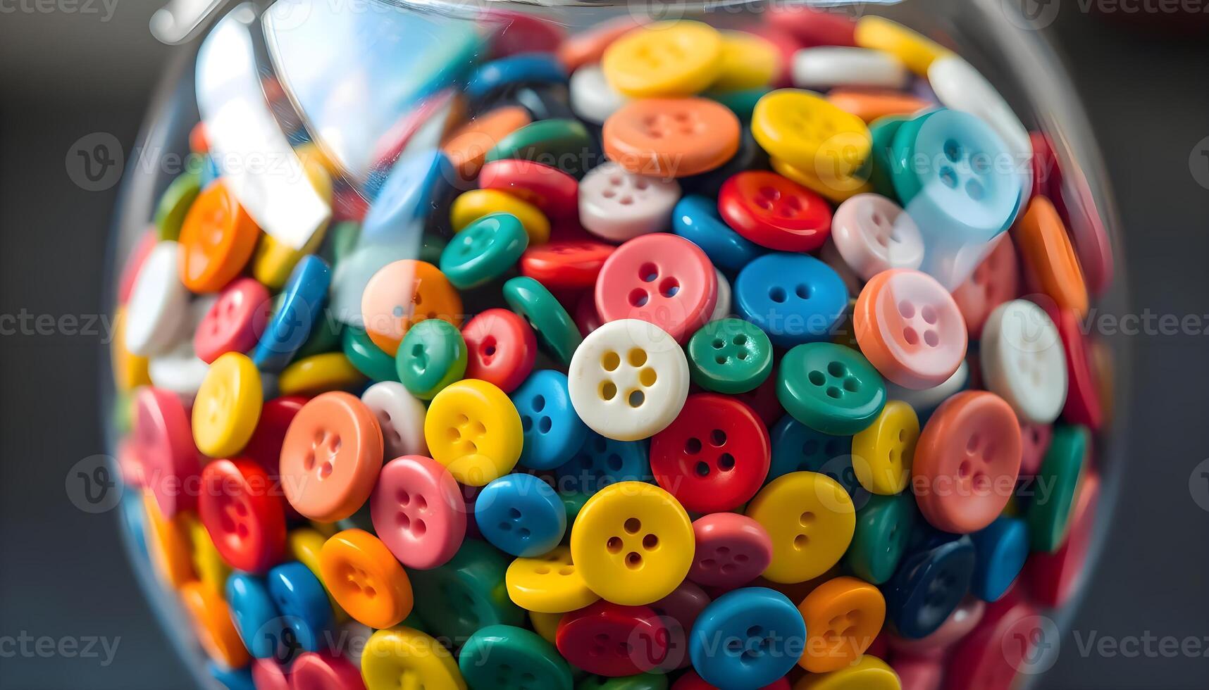 a glass jar filled with lots of colorful buttons photo