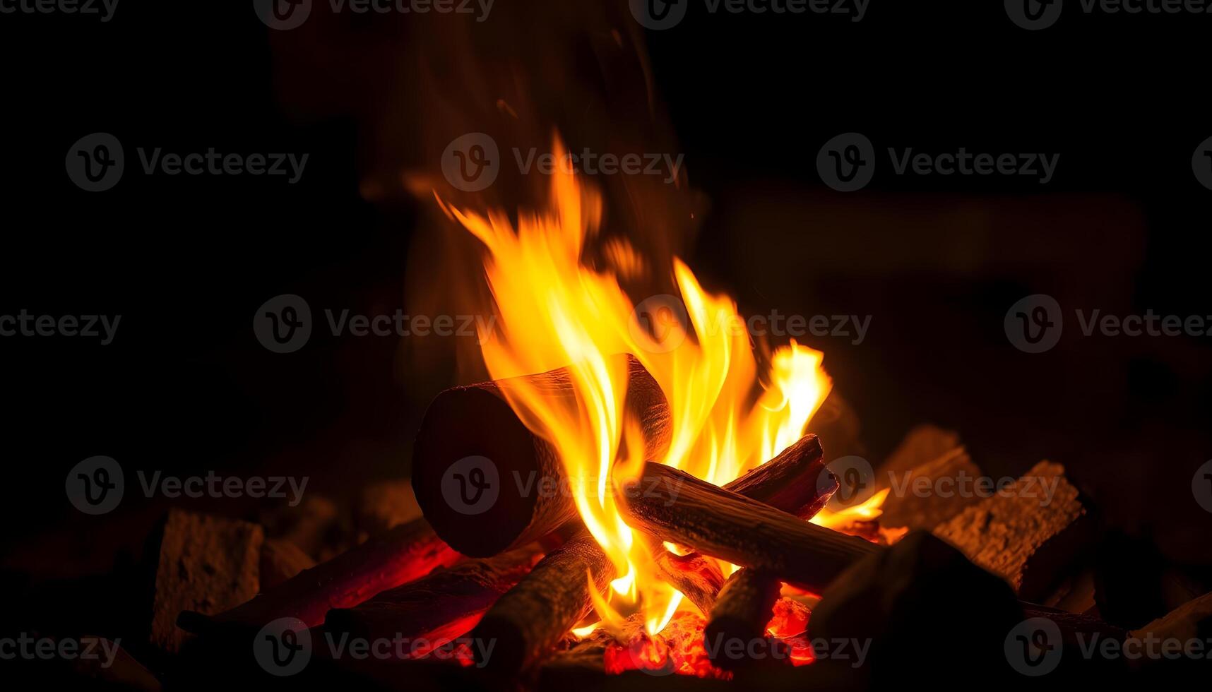 a close up of a fire in the dark photo