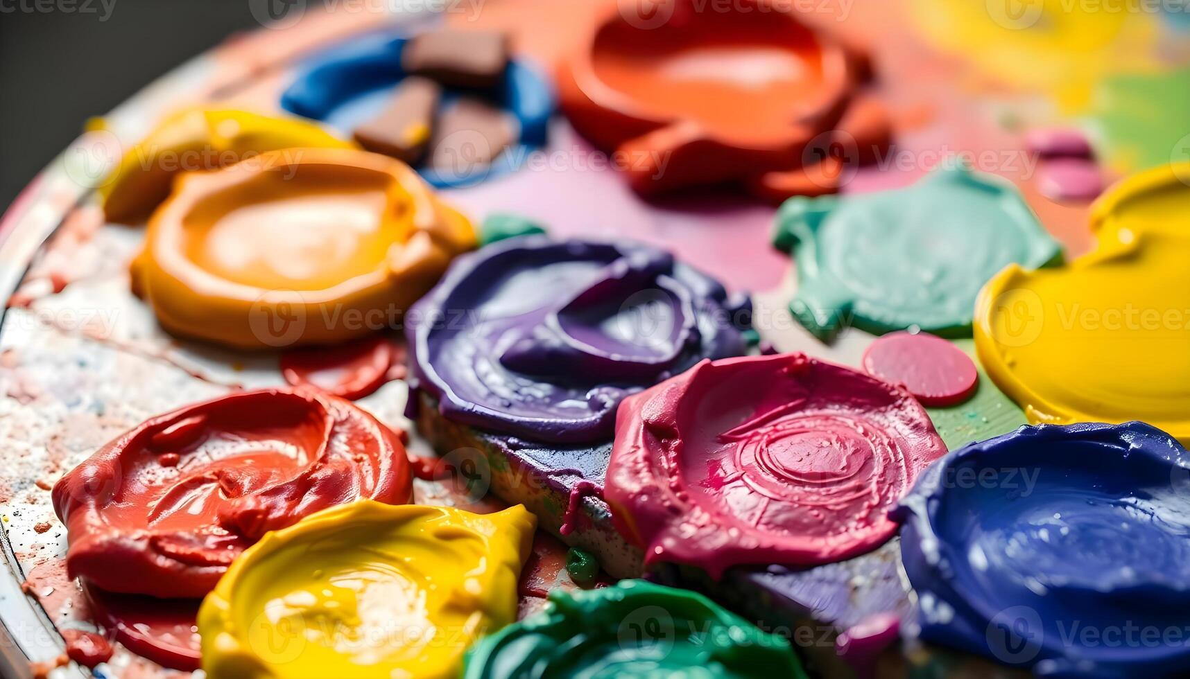 a close up of a palette of paint photo