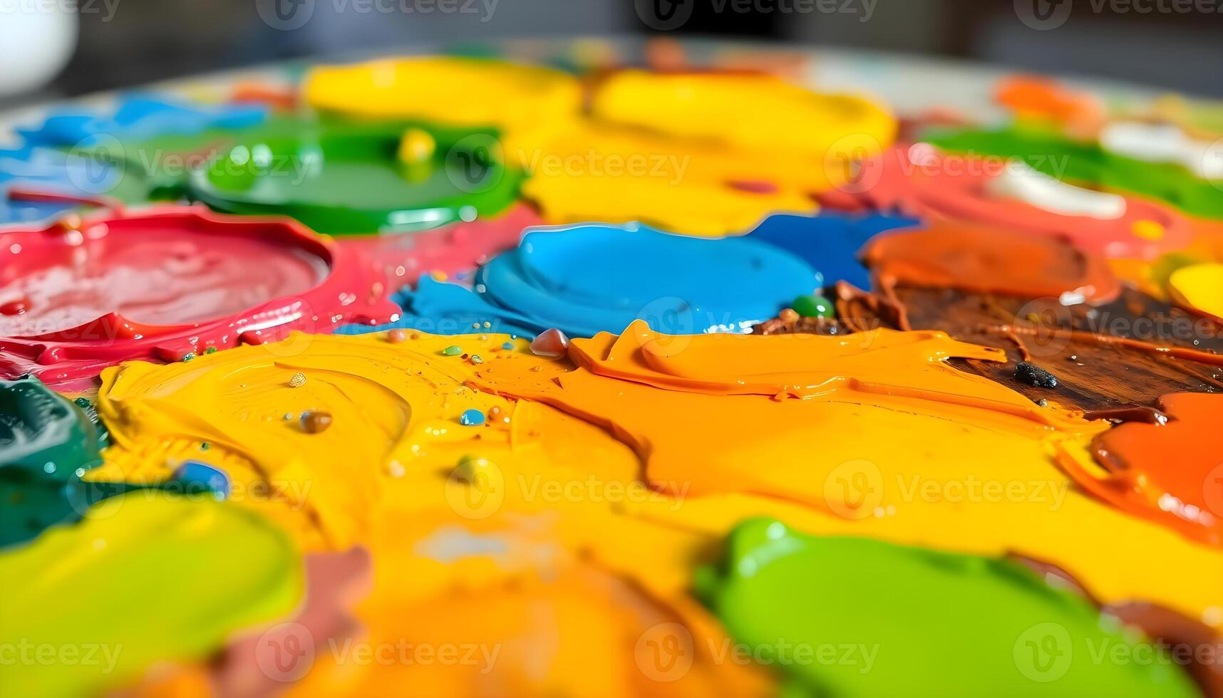 a close up of a colorful paint palette photo
