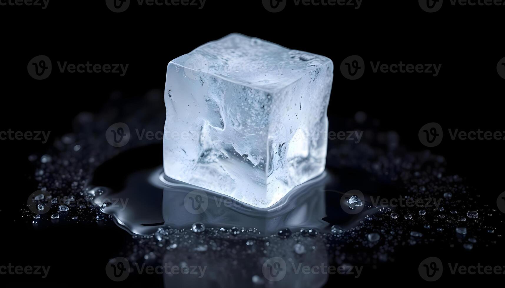 a cube of ice sitting on top of a table photo
