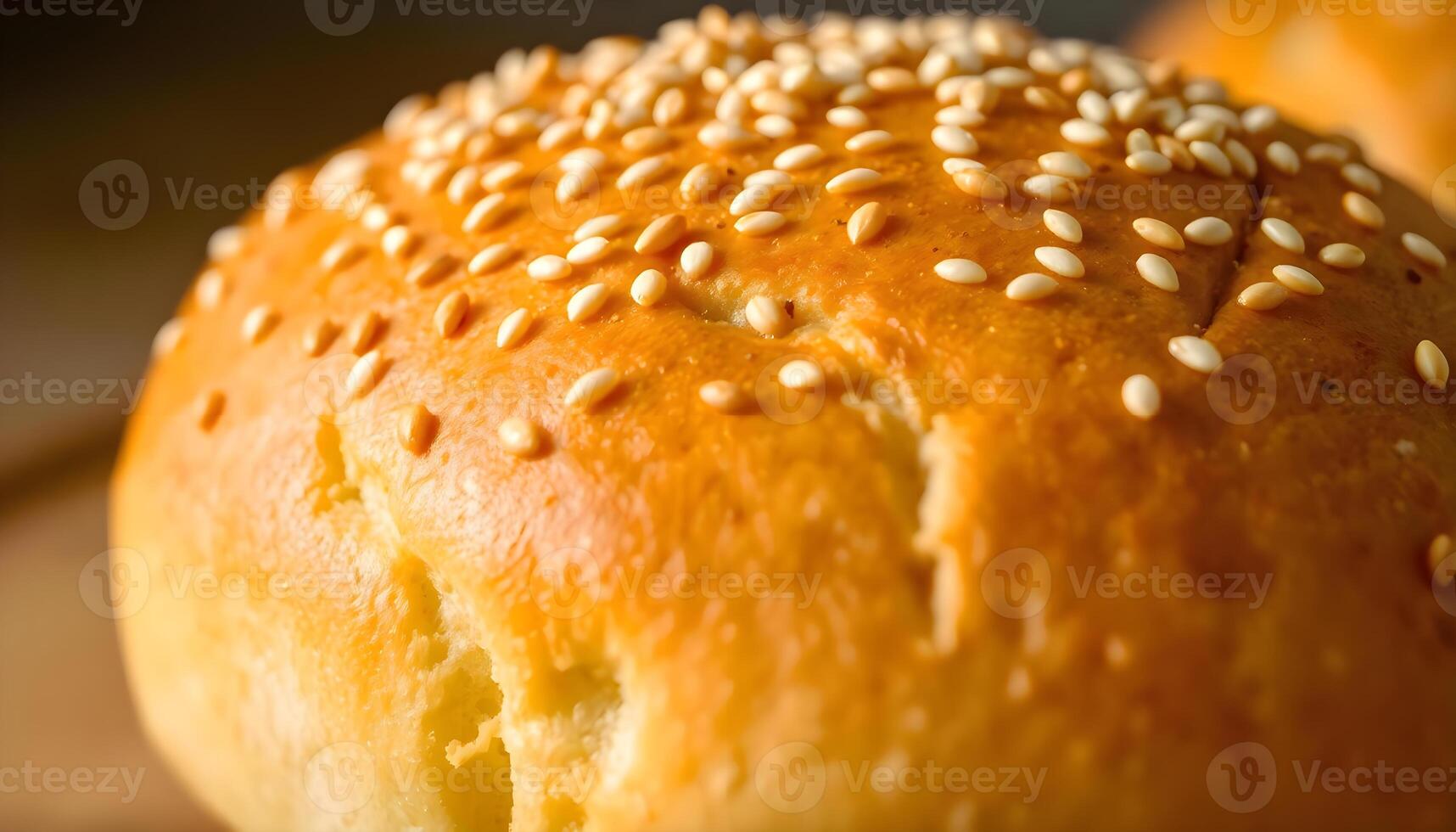 a close up of a bun with sesame seeds on it photo