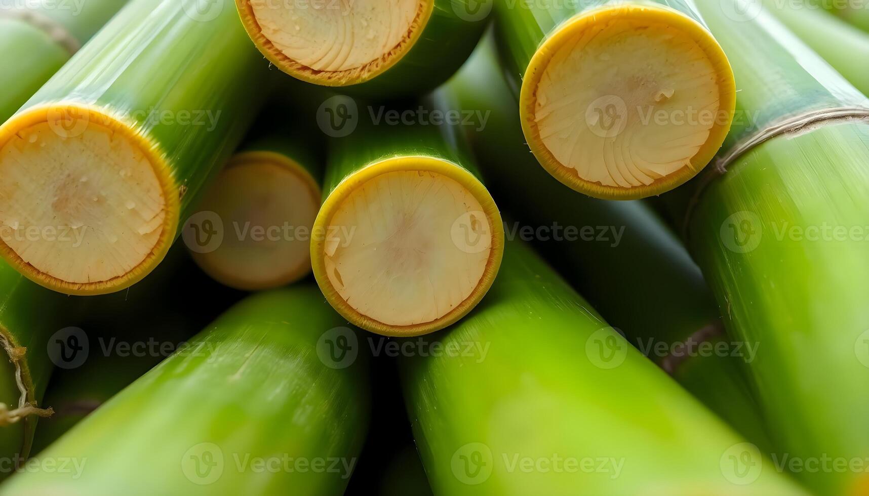 a pile of green bamboo sticks stacked on top of each other photo