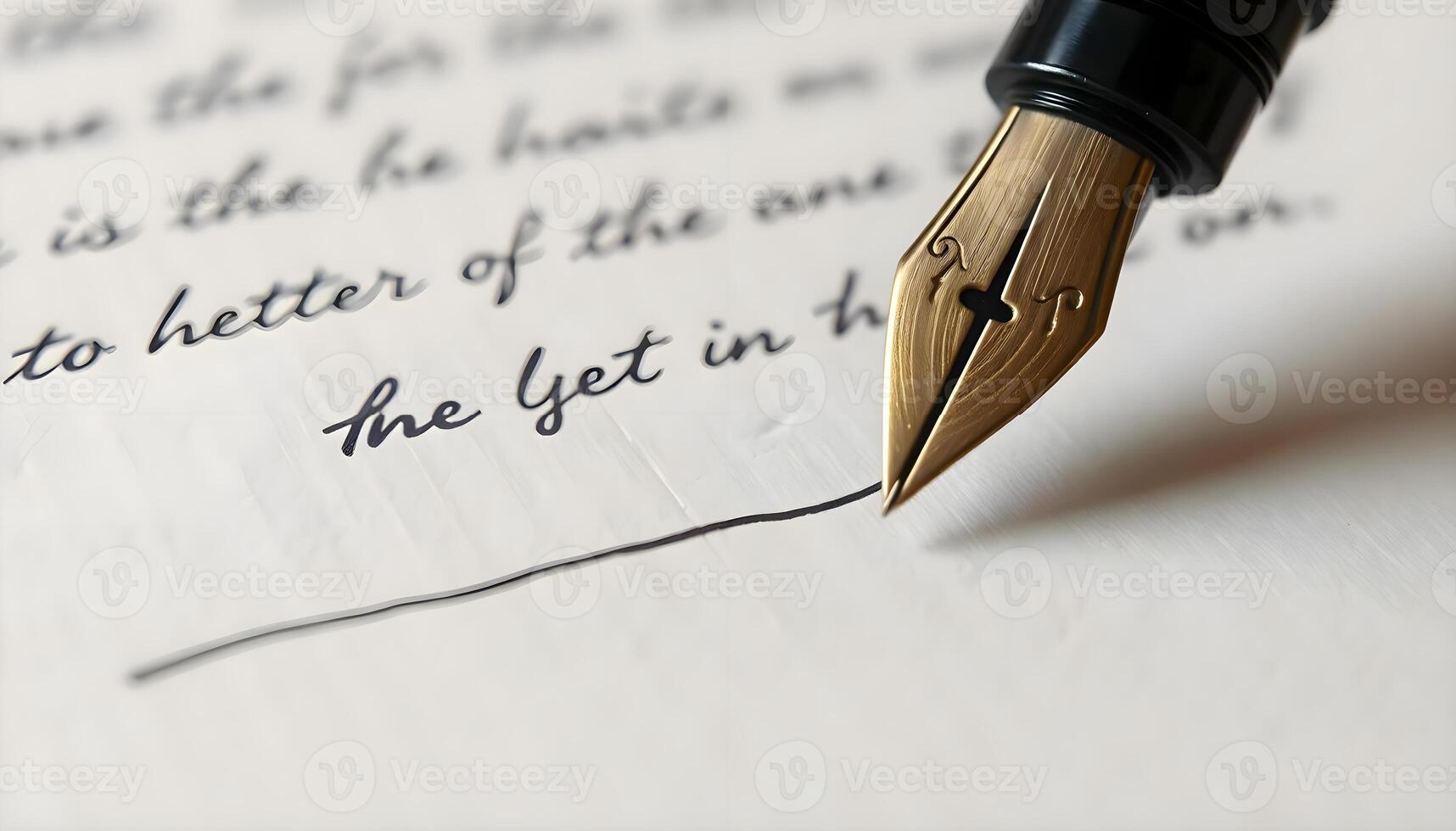 a close up of a fountain pen writing a letter photo