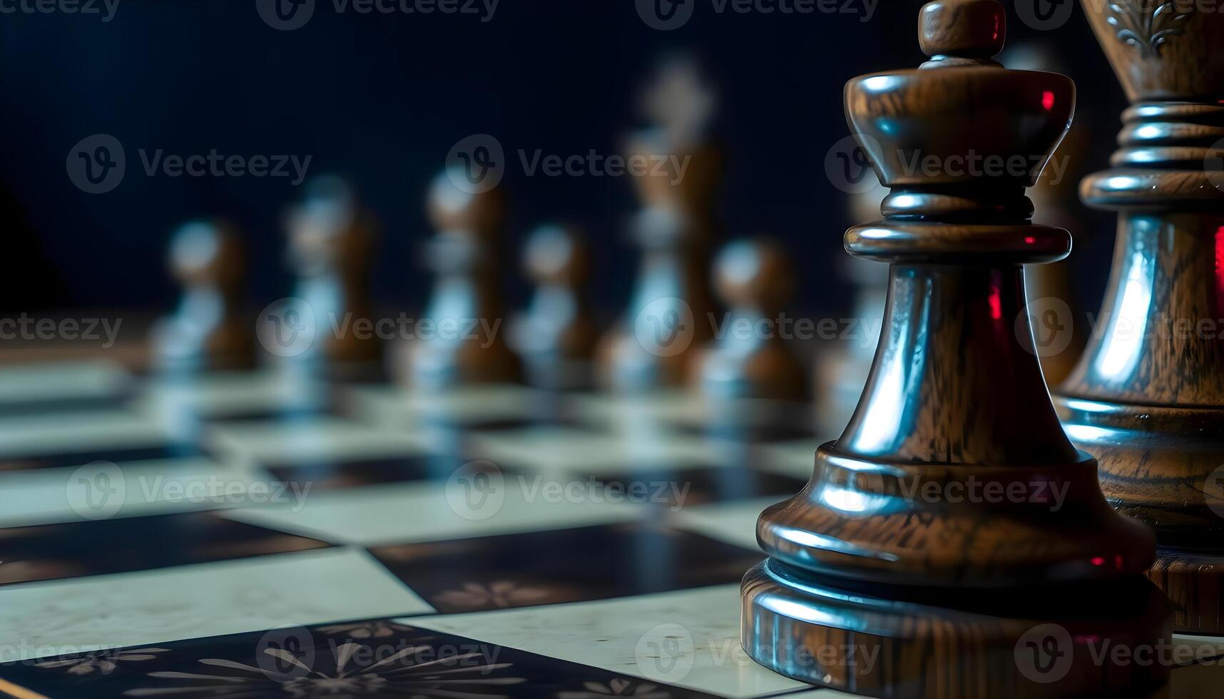 a chess board with pieces on it photo
