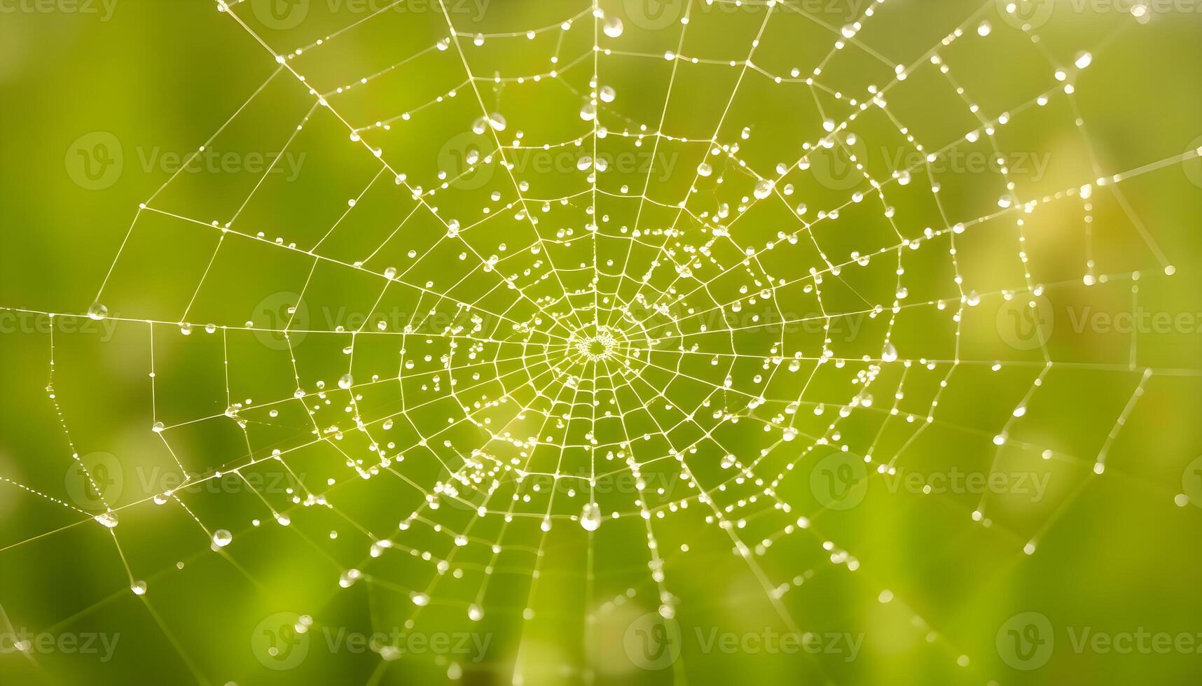 a spider web with water drops on it photo